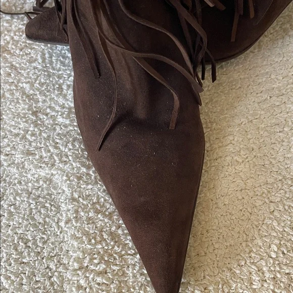 Gianmarco Lorenzi Dark Brown Fringe Heeled Boots - Picture 5 of 10